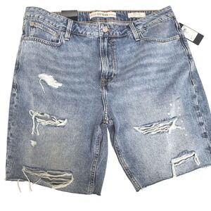 Guess Wyatt Mens 36 Regular Fit Distressed Denim Shorts Rumble Blue M4YDV2 D5EF0